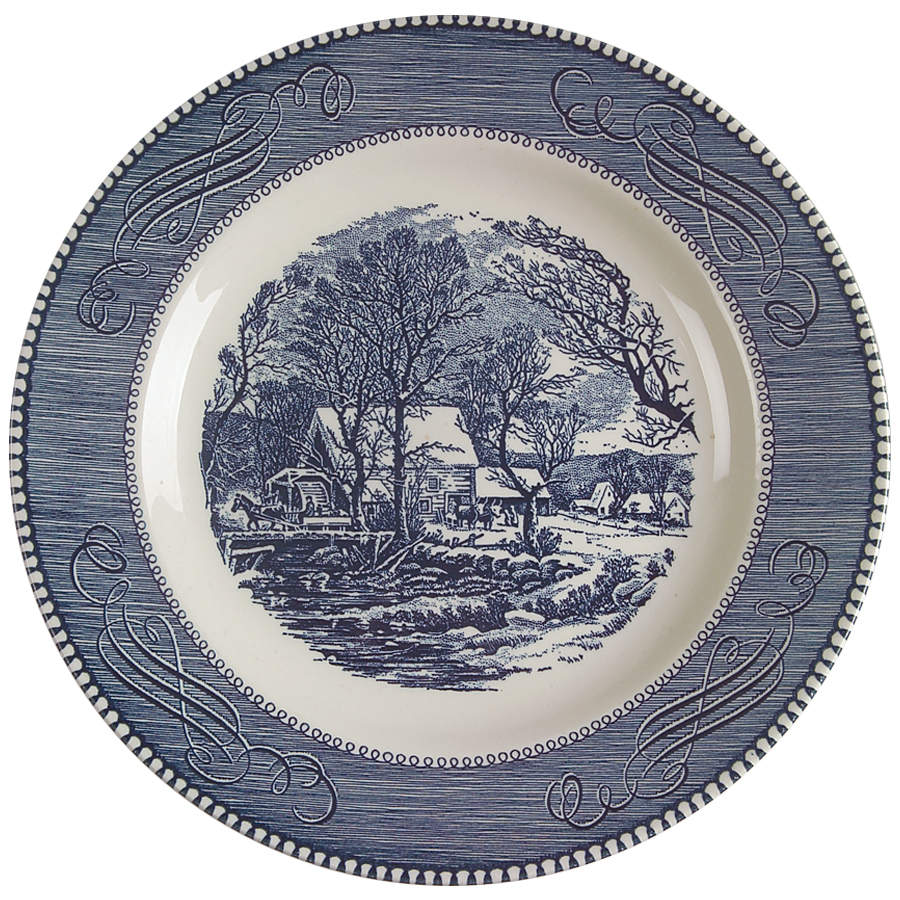 Currier and Ives Blue Luncheon Plate by Royal (USA)-1