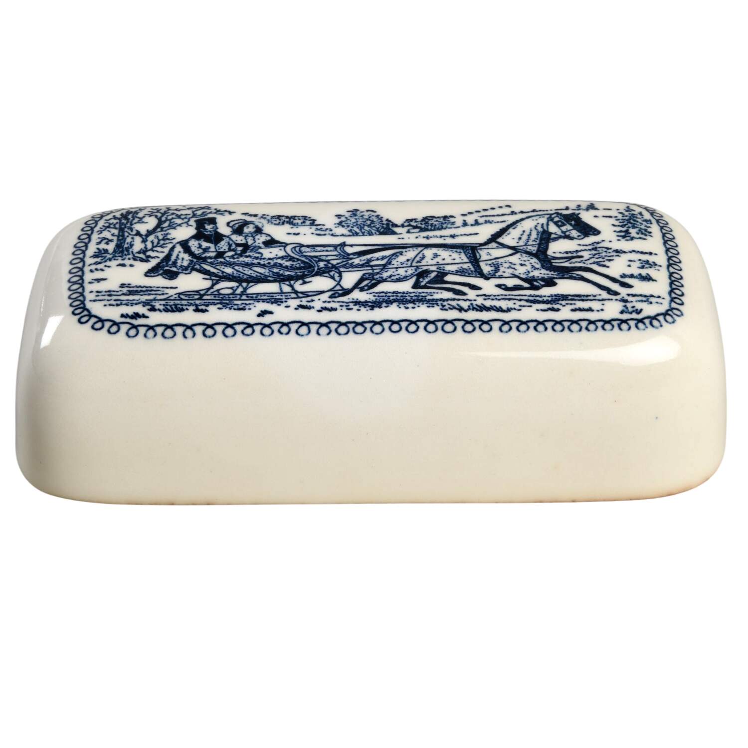 Currier and Ives Blue Lid for 1/4 Lb Butter by Royal (USA)-1