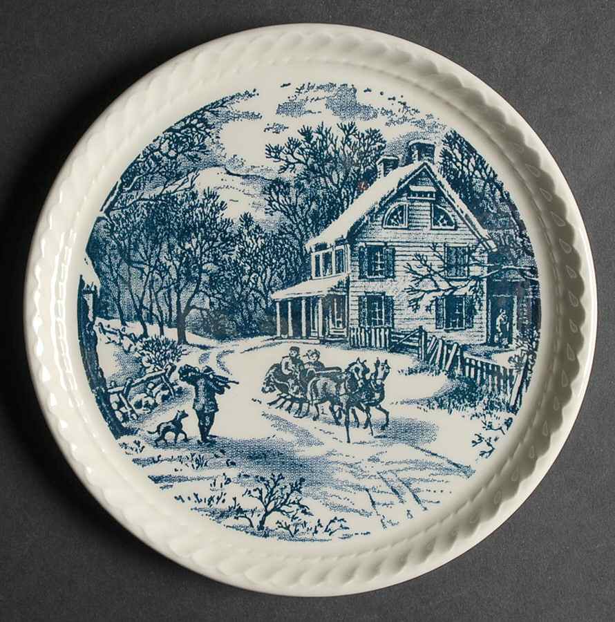 Currier and Ives Blue Dessert/Pie Plate by Royal (USA)-1