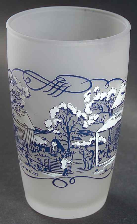 Currier and Ives Blue 4 Oz Glassware Juice by Royal (USA)-1