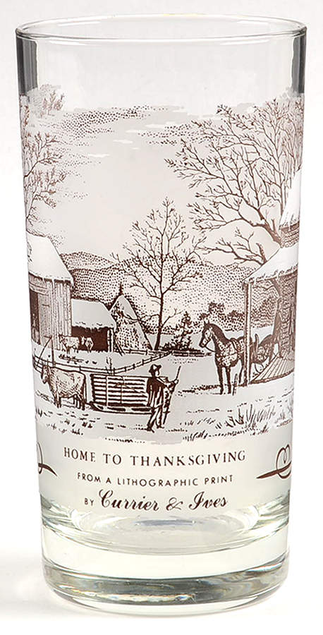 Currier and Ives Brown 12 Oz Glassware Tumbler by Royal (USA)-1