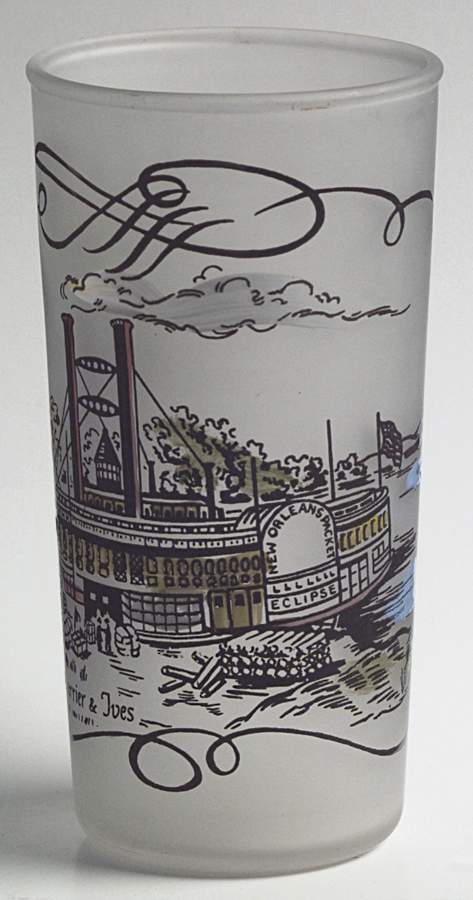 Currier and Ives Brown Glassware Tall Tumbler by Royal (USA)-1