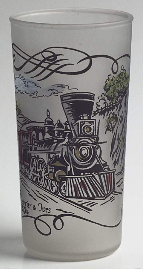 Currier and Ives Brown Glassware Tall Tumbler by Royal (USA)-1