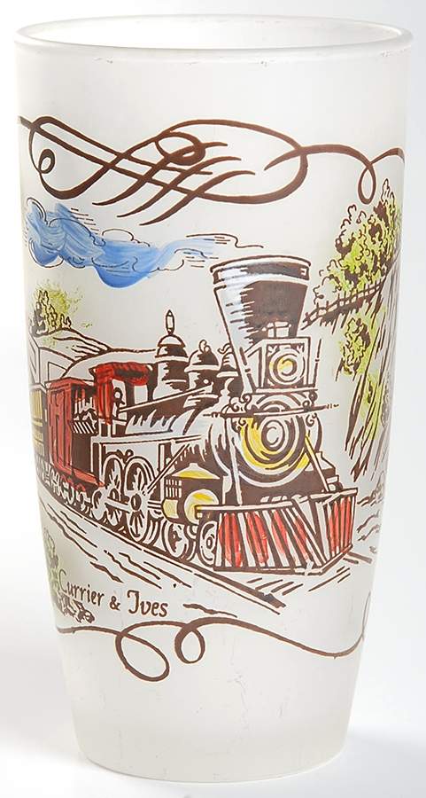 Currier and Ives Brown 12 Oz Glassware Tumbler by Royal (USA)-1