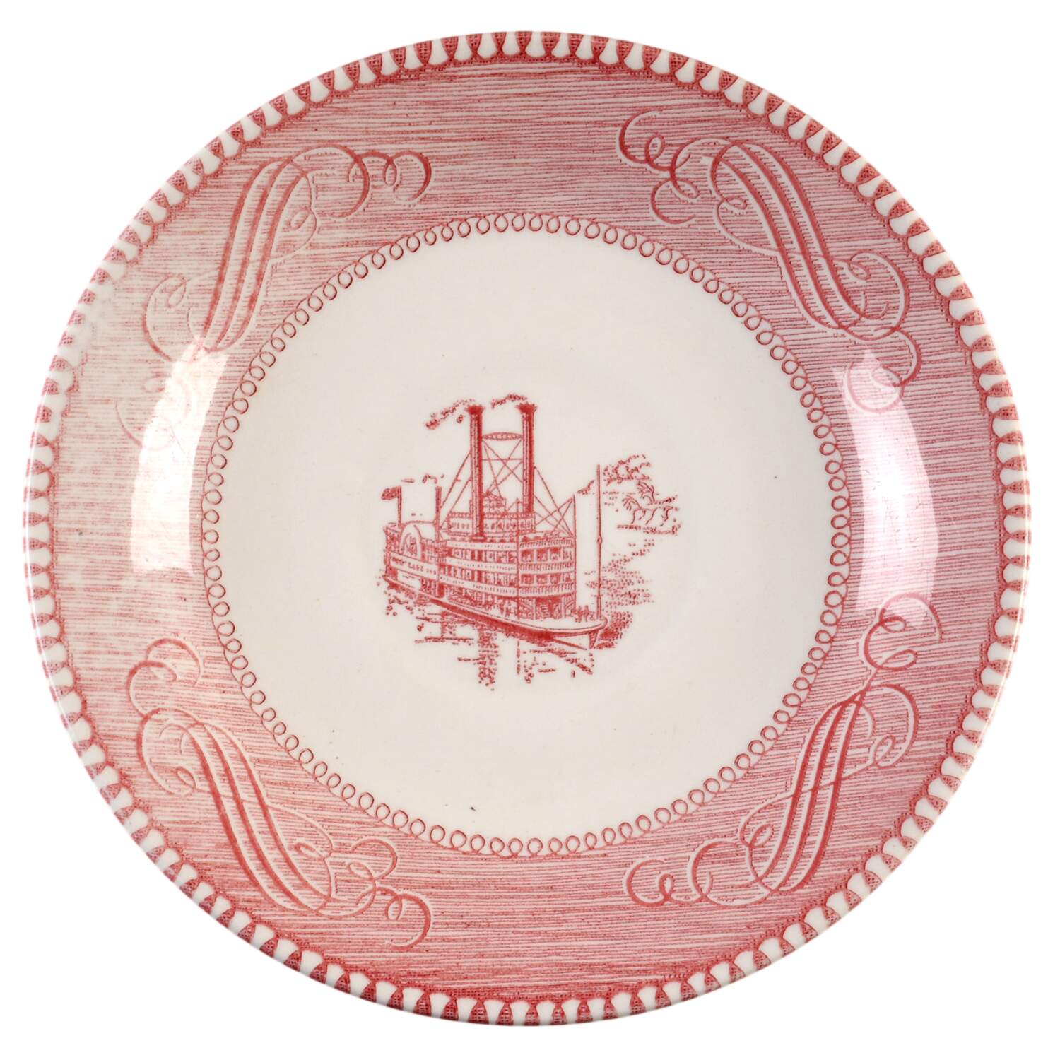 Currier and Ives Pink Saucer for Flat Cup by Royal (USA)-1