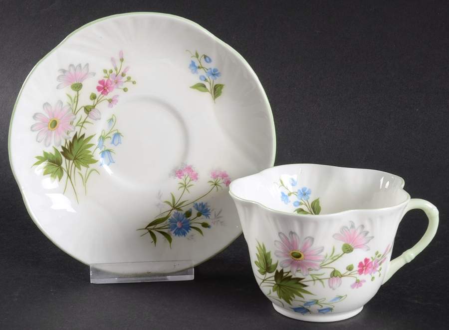 Wild Flowers (England) Flat Cup & Saucer Set by Royal York (England)-1