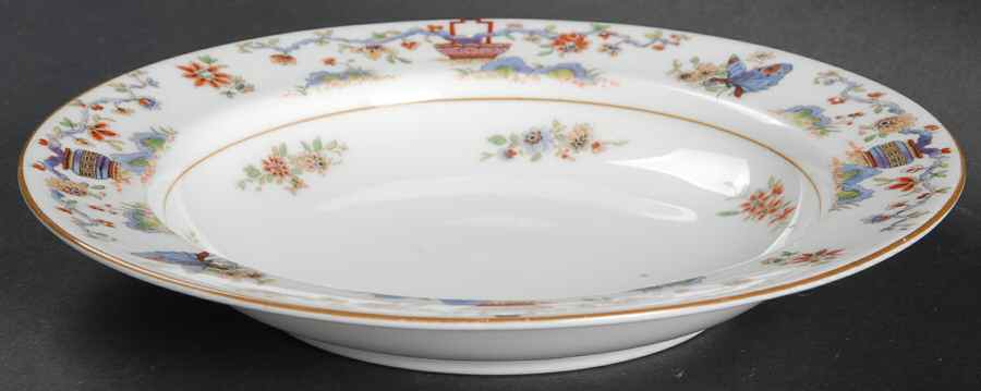 Pekin (White Background, Yellow Trim) Rim Cereal Bowl by Royal Worcester-1
