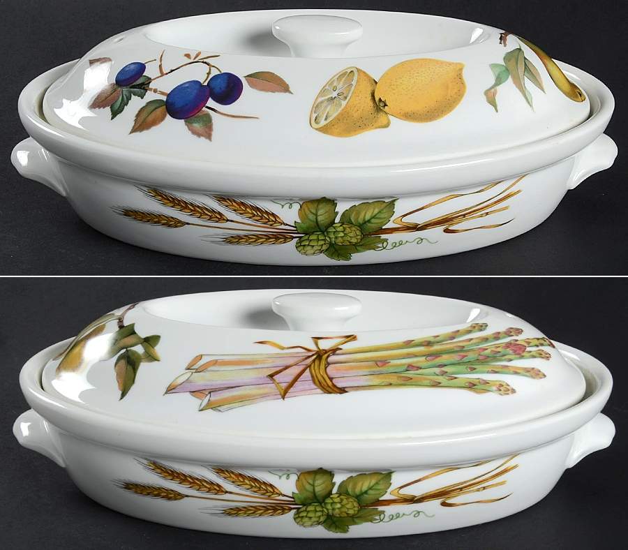 Evesham 'M' 9" Oval Entree Dish & Lid by Royal Worcester-1