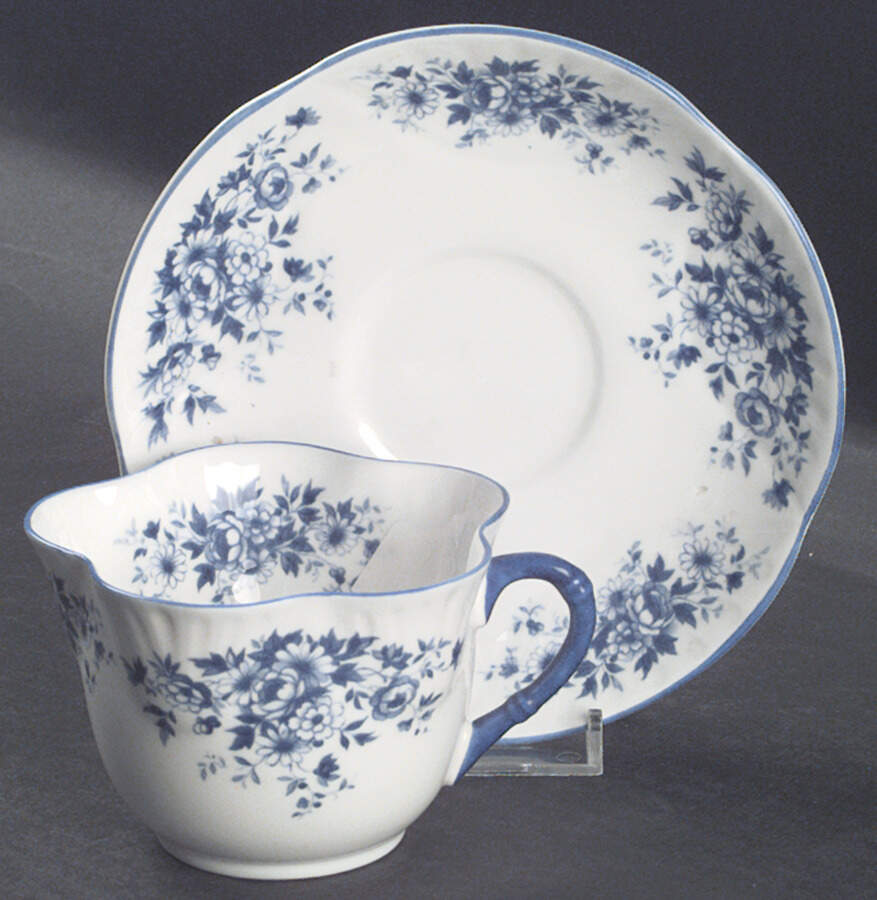 Petite Blue Flat Cup & Saucer Set by Royal York (England)-1