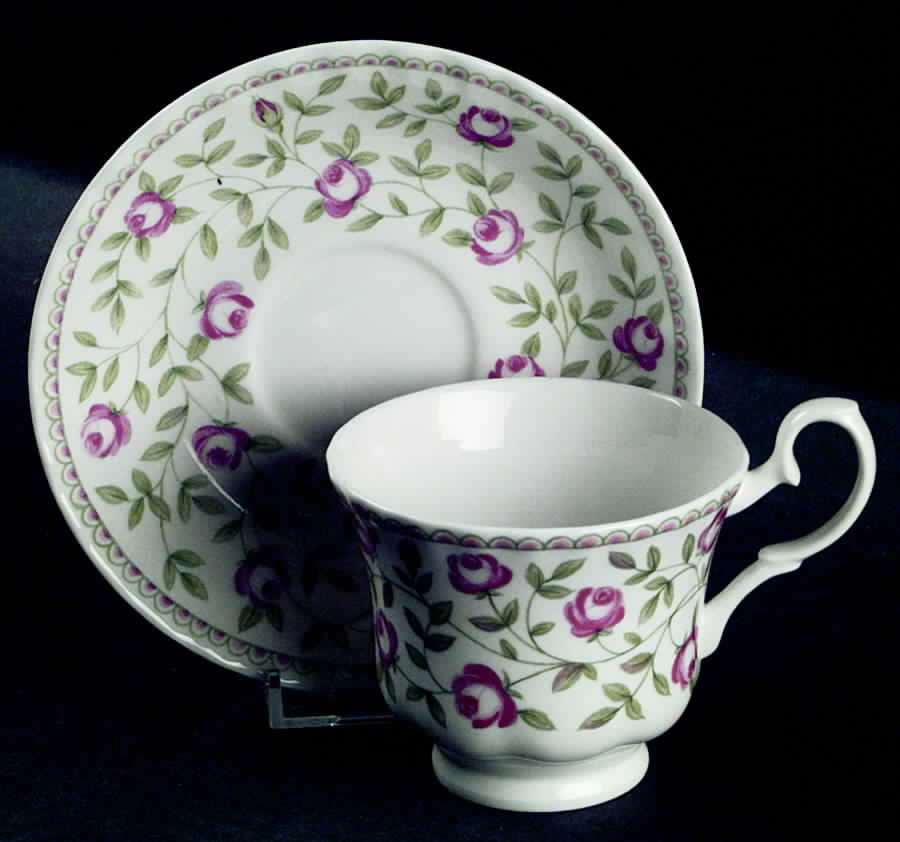 Petite Rose Footed Cup & Saucer Set by Roy Kirkham-1