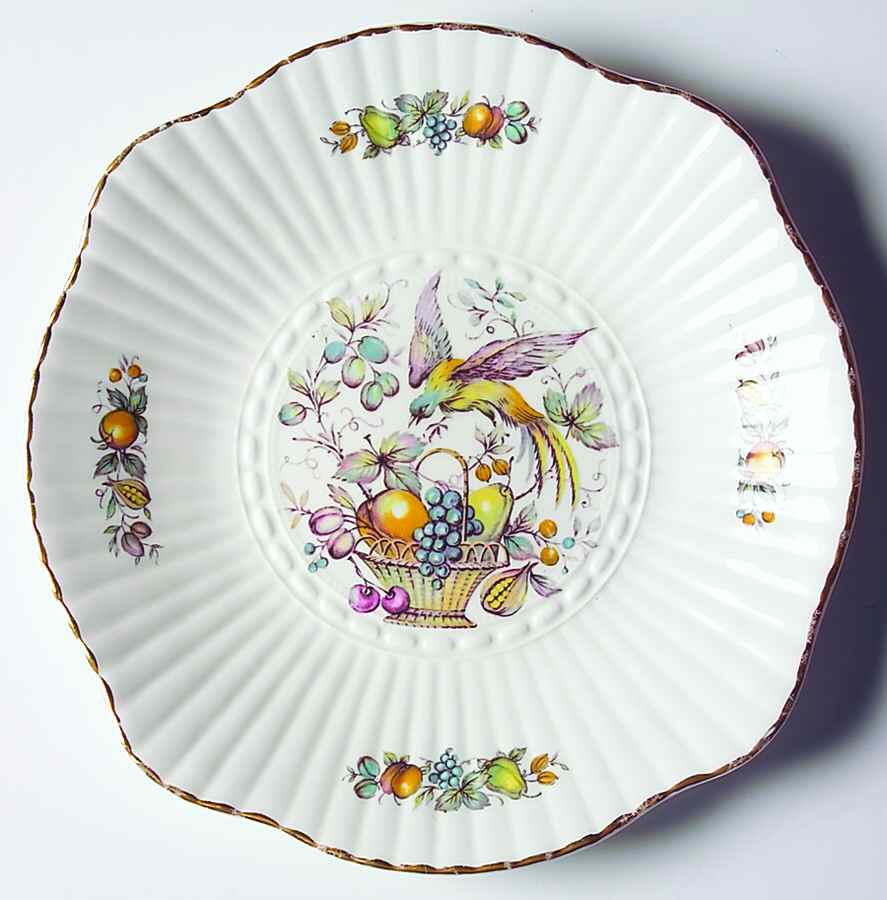 Bird and Fruit Square Cake Plate by Royal Tara-1