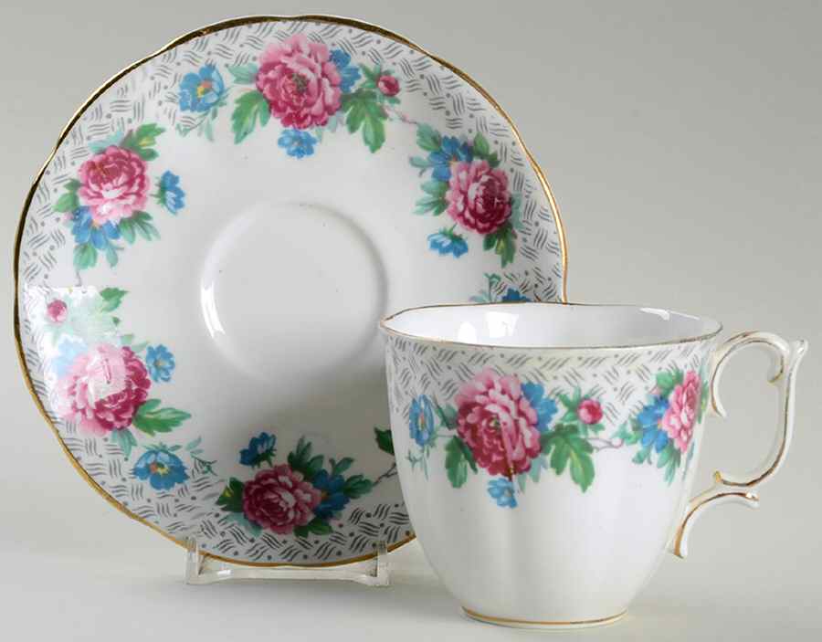 Rustic Gem Flat Cup & Saucer Set by Roslyn (England)-1
