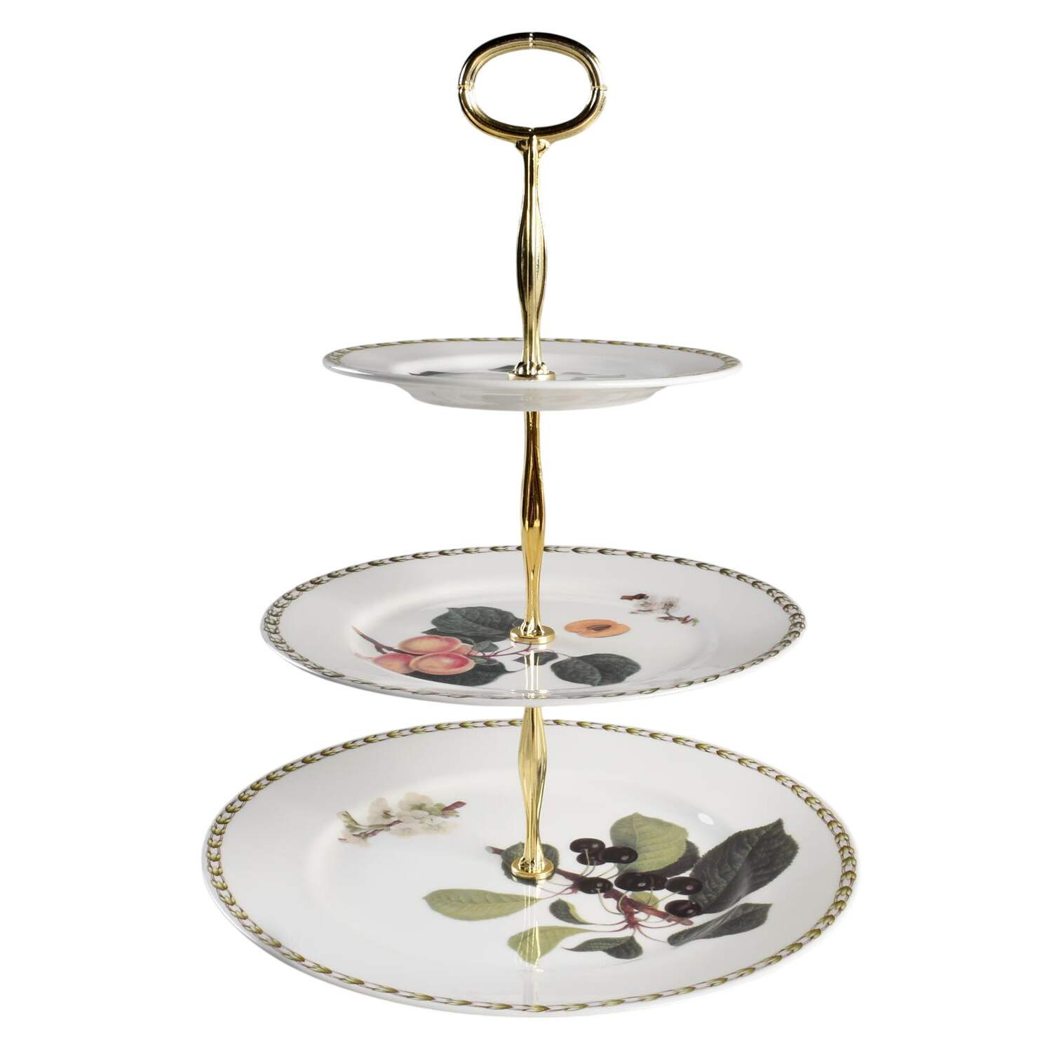 Hooker's Fruit (Bone, Not Made in England) 13 7/8"-14 1/4" 3-Tiered Serving Tray(DP,SP,BB) HC by Rosina-Queens-1