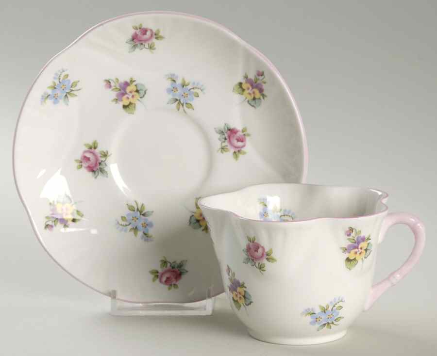 Floral Bouquet Flat Cup & Saucer Set by Royal York (England)-1