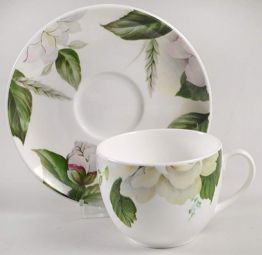 Jardin (Floral Rim) Flat Cup & Saucer Set by Royal Stafford-1