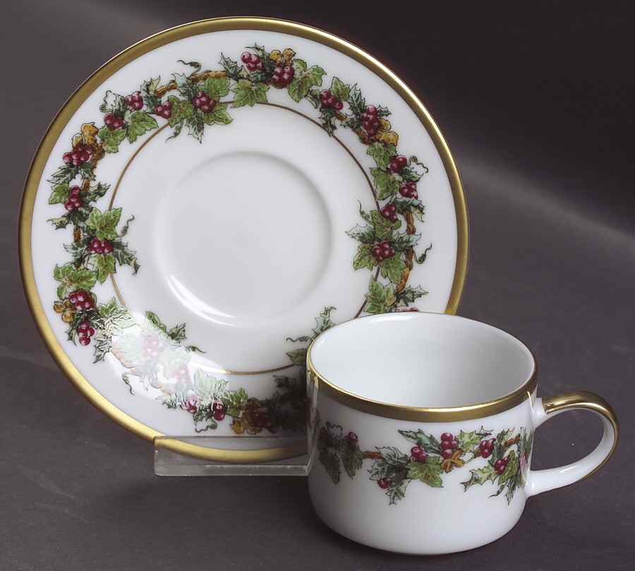 The Holly and The Ivy Flat Demitasse Cup & Saucer Set by Royal Gallery-1
