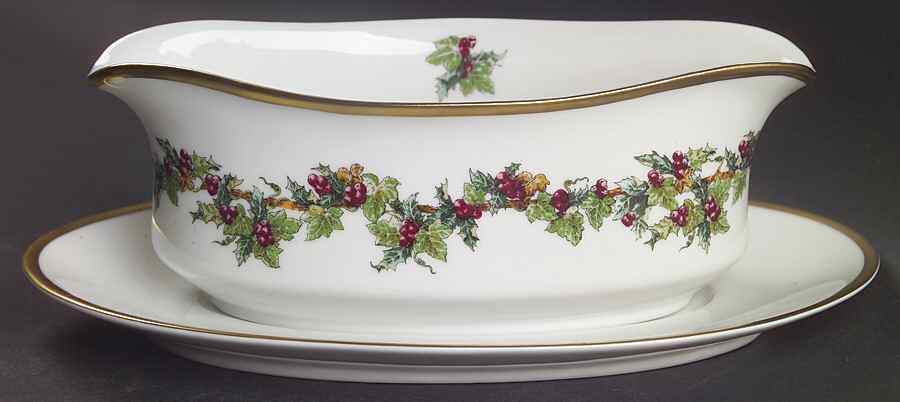 The Holly and The Ivy Gravy Boat & Underplate by Royal Gallery-1