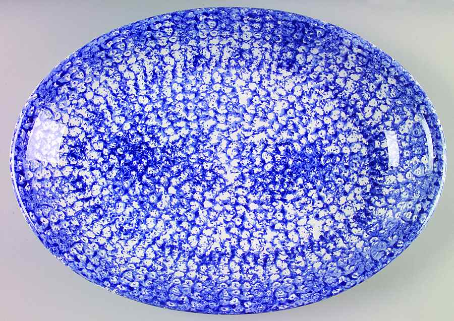 Sponge Blue 16" Oval Serving Platter by Roma (New York)-1