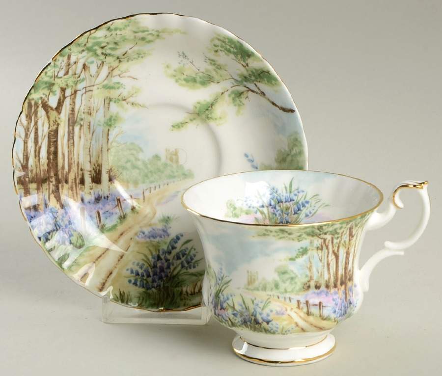 Country Scenes Footed Cup & Saucer Set by Royal Albert-1
