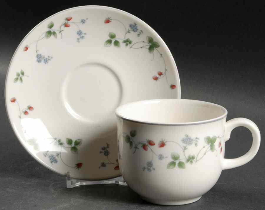 Strawberry Fayre Red Flat Cup & Saucer Set by Royal Doulton-1