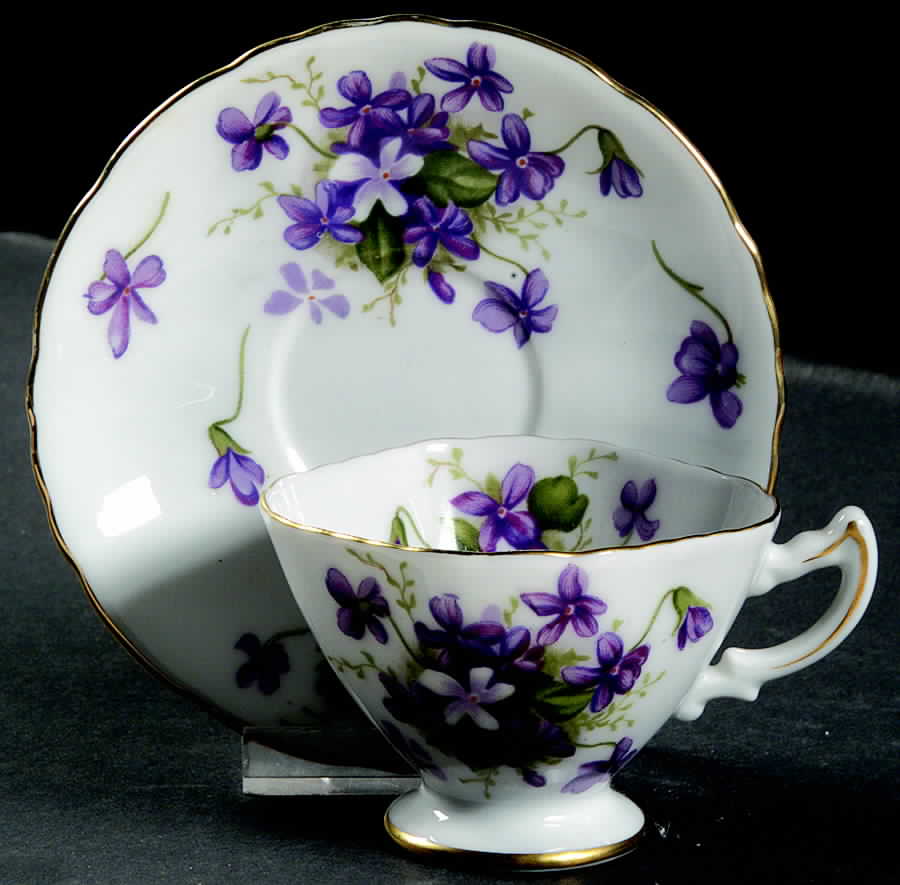 Spring Violets Footed Demitasse Cup & Saucer Set by Rossetti-1