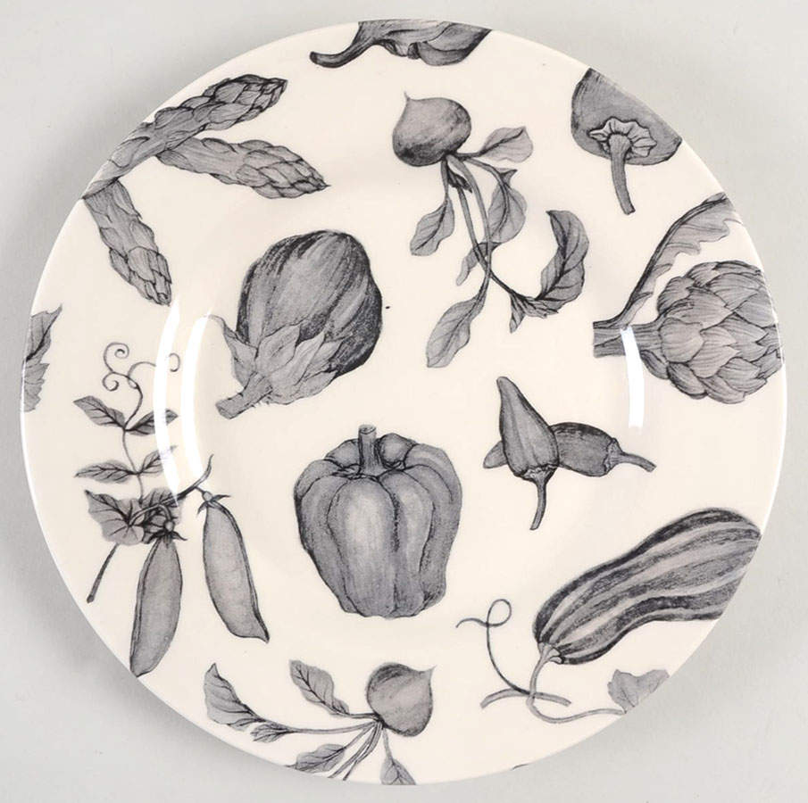Toile De Legumes Black Salad Plate by Royal Stafford-1