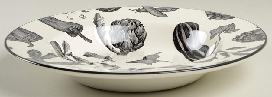 Toile De Legumes Black Large Rim Soup Bowl by Royal Stafford-1