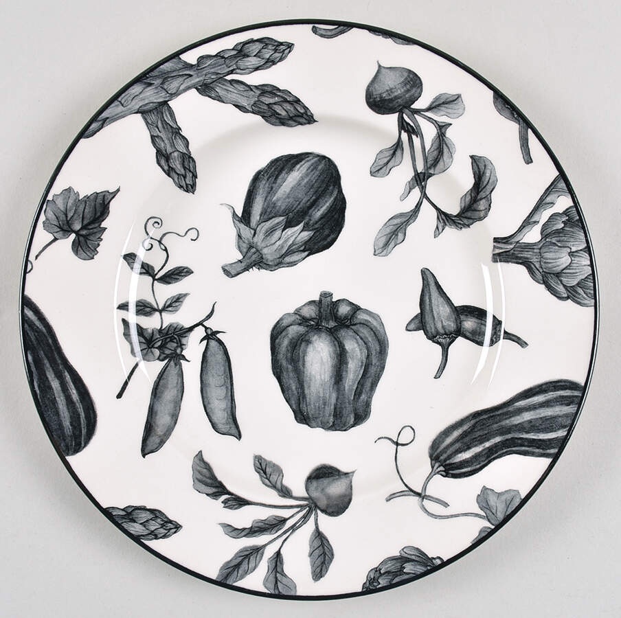 Toile De Legumes Black Luncheon Plate by Royal Stafford-1