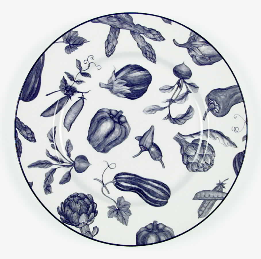 Toile De Legumes Black Dinner Plate by Royal Stafford-1