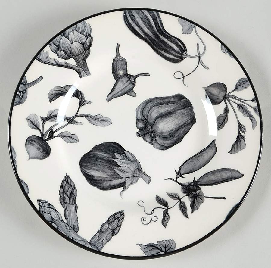 Toile De Legumes Black Salad Plate by Royal Stafford-1