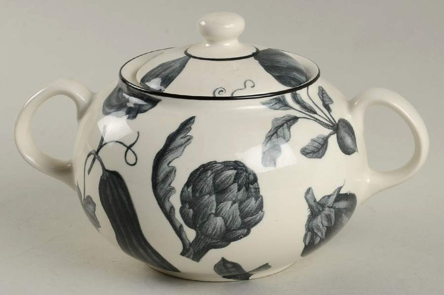 Toile De Legumes Black Sugar Bowl & Lid by Royal Stafford-1