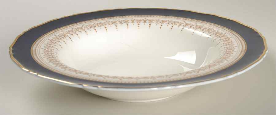 Regency Cobalt Blue (Cream Background) Rim Soup Bowl by Royal Worcester-1
