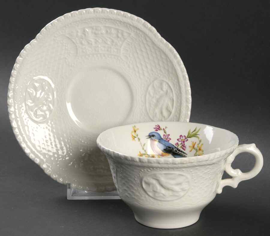Aviary Flat Cup & Saucer Set by Royal Cauldon-1