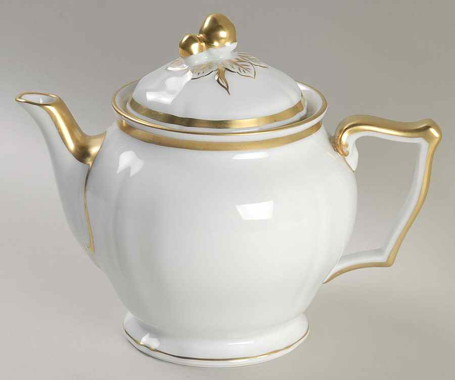 Marie Antoinette Gold on White Teapot & Lid by Raynaud-1
