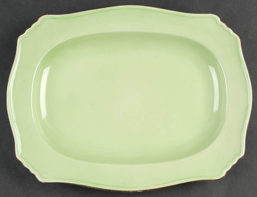 Pastel Ware Green (Molded Edge) 12" Oval Serving Platter by Royal Winton-1