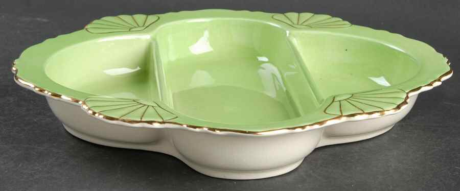 Pastel Ware Green (Molded Edge) 3-Part Relish by Royal Winton-1