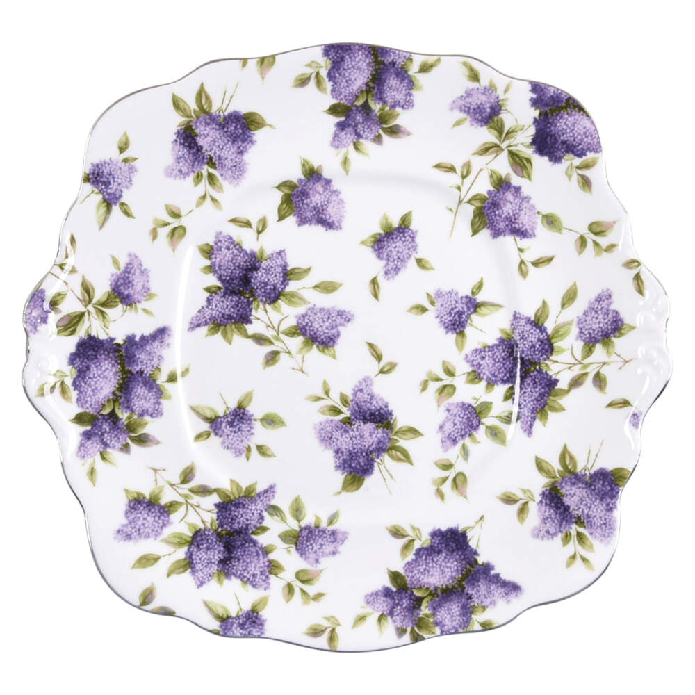 Lilac Lane Platinum Handled Cake Plate by Royal Albert-1