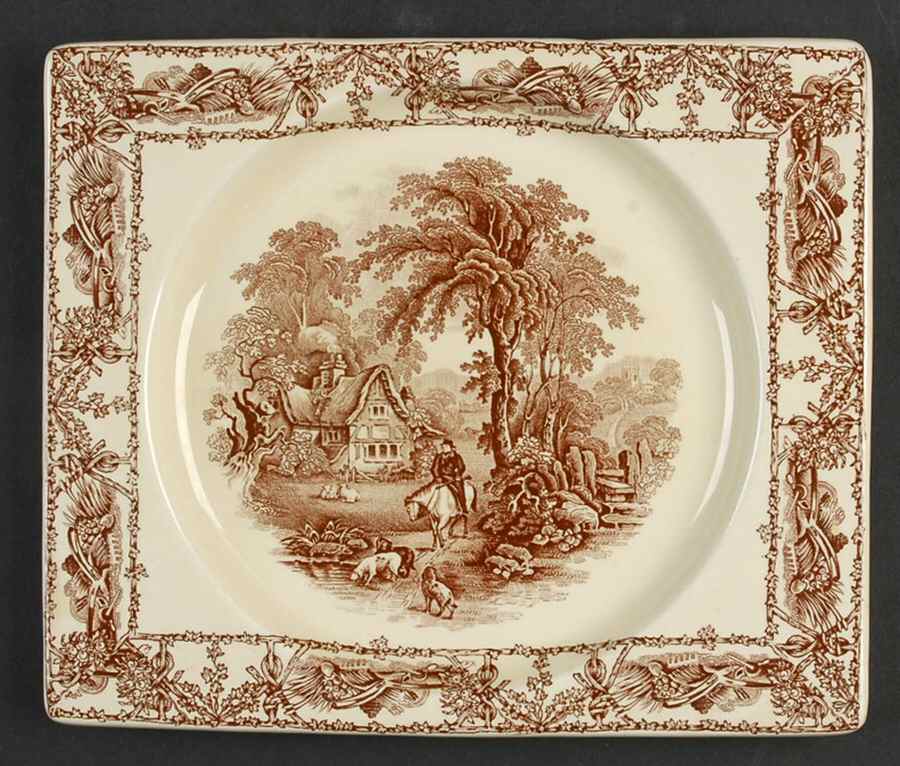 Rural Scenes Brown (Round) Rectangular Salad Plate by Arthur J Wilkinson-1