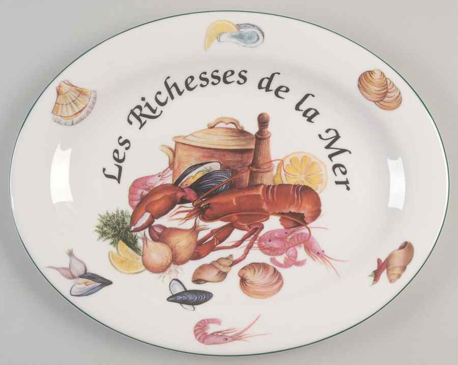 Les Richesses De La Mer 13" Oval Serving Platter by Royal Vale-1
