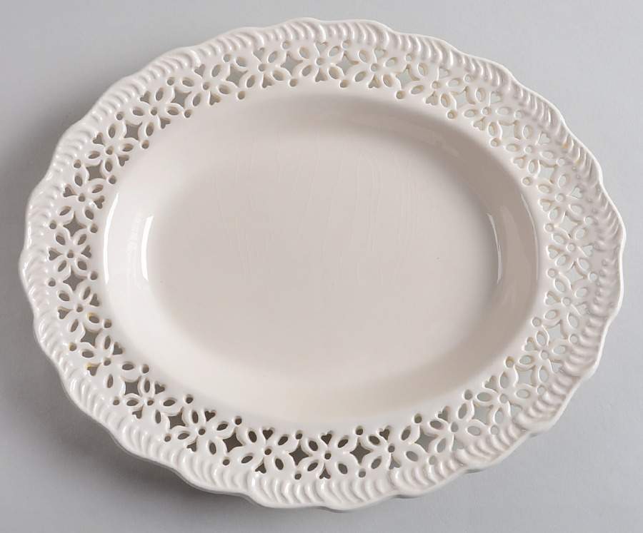 Originals 10'' Pierced Oval Platter by Royal Creamware-1