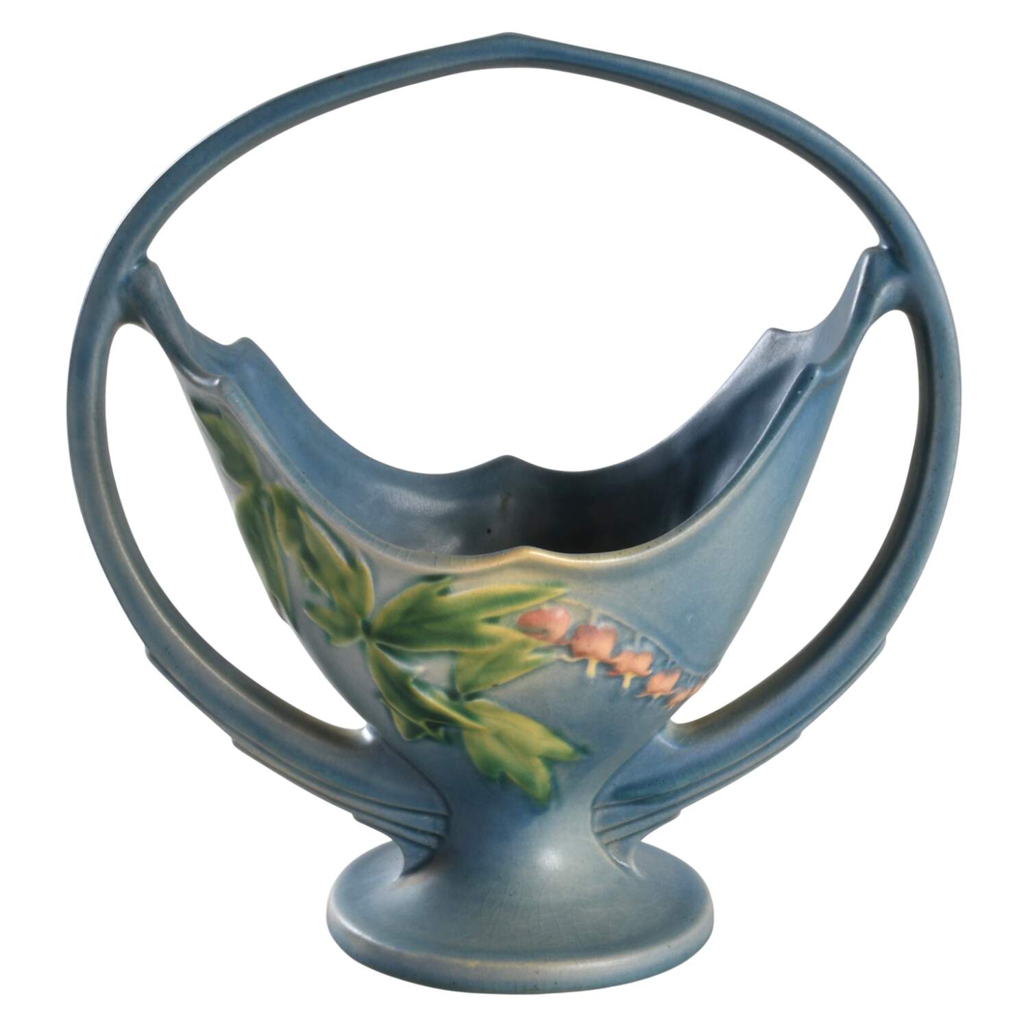 Bleeding Heart Blue 10" Handled Basket by Roseville-1