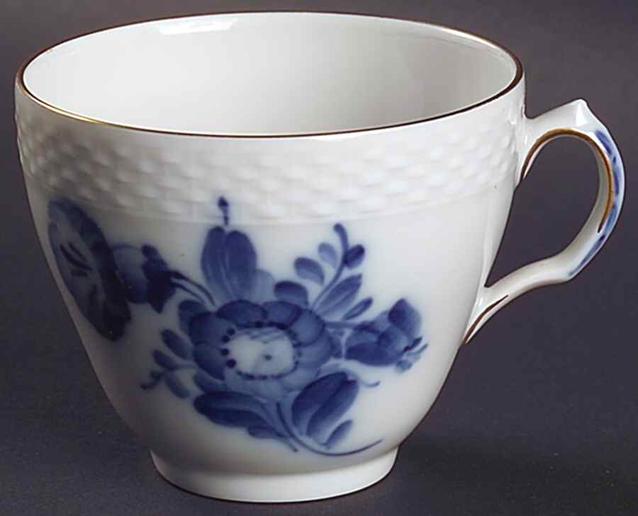 Blue Flower (Smooth, Gold Trim) Flat Cup by Royal Copenhagen-1