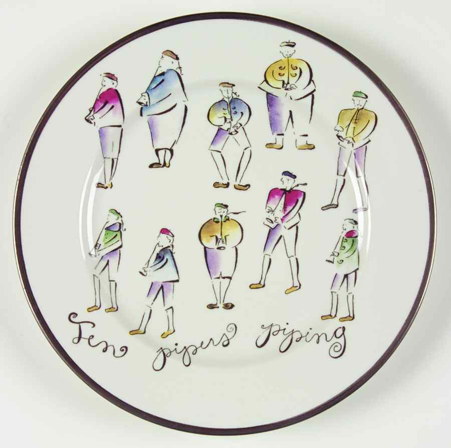 Twelve Days of Christmas (Gold Trim) Salad Plate by Rosanna-1