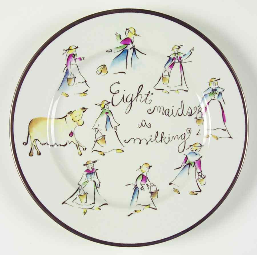 Twelve Days of Christmas (Gold Trim) Salad Plate by Rosanna-1