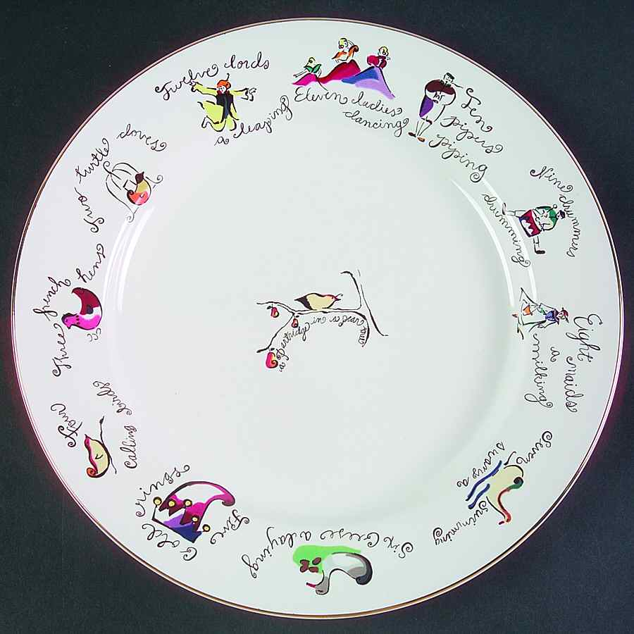 Twelve Days of Christmas (Gold Trim) Dinner Plate by Rosanna-1