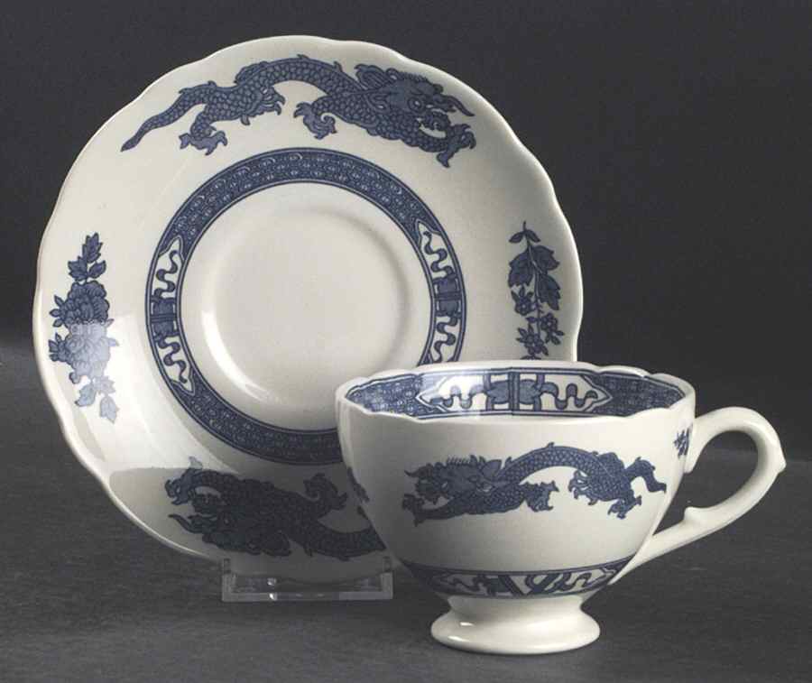 Dragon (No Trim) Footed Cup & Saucer Set by Royal Cauldon-1