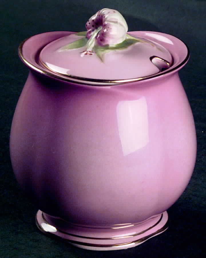 Tiger Lily Pink (Gold Trim) Jam/Jelly & Lid by Royal Winton-1