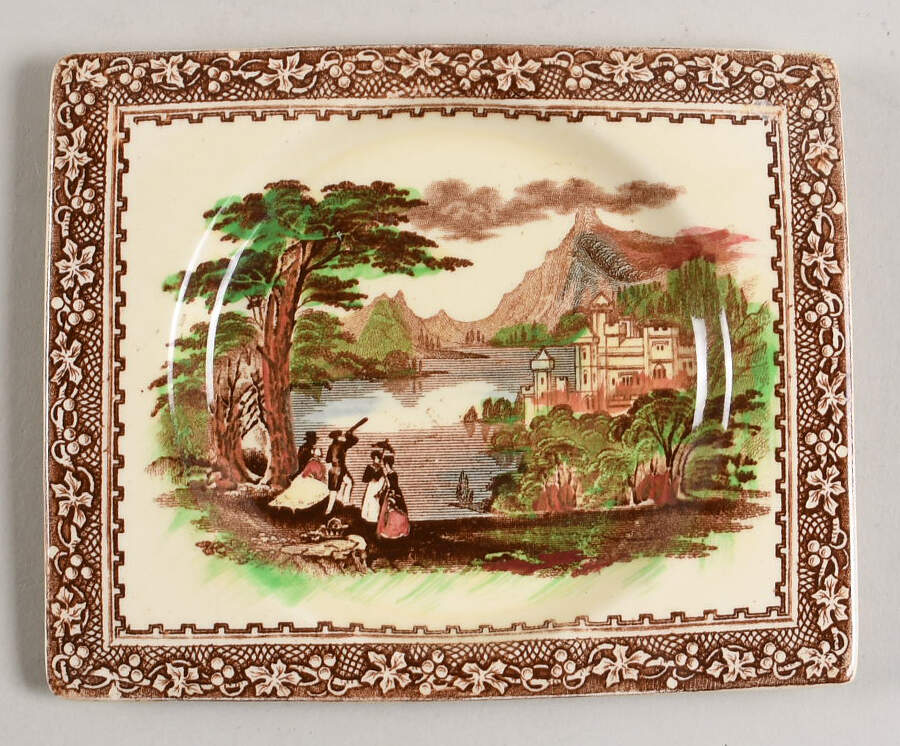 Jenny Lind Brown Multicolor (Border House Brown) Bread & Butter Plate by Royal Staffordshire-1