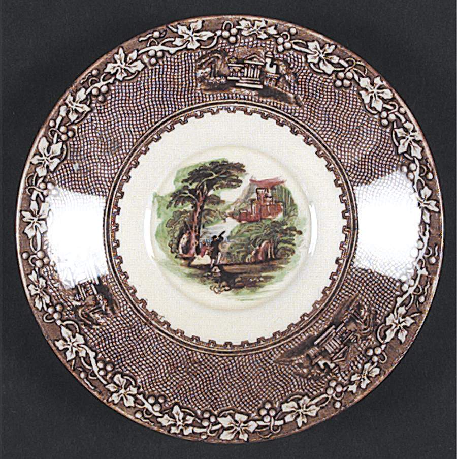 Jenny Lind Brown Multicolor RD (Border House Brown Saucer by Royal Staffordshire-1