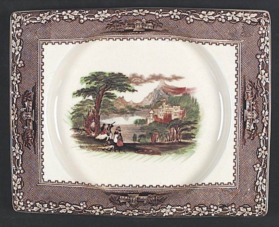 Jenny Lind Brown Multicolor (Border House Brown) Luncheon Plate by Royal Staffordshire-1